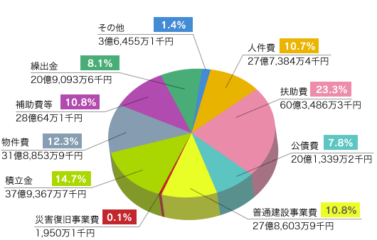 普通会計歳出(性質別)内訳円グラフ