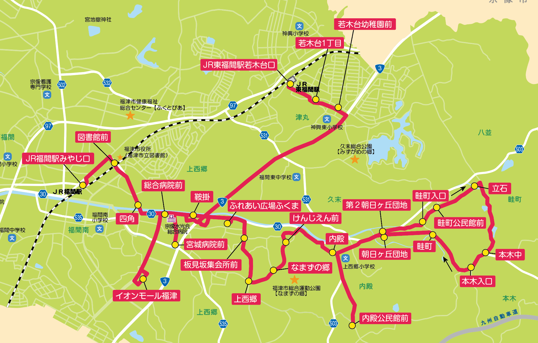 上西郷線の路線図の画像