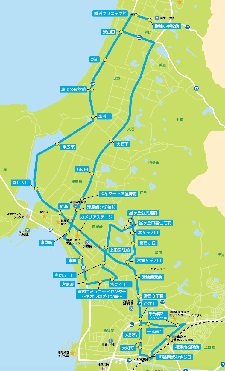 津屋崎線の路線図の画像