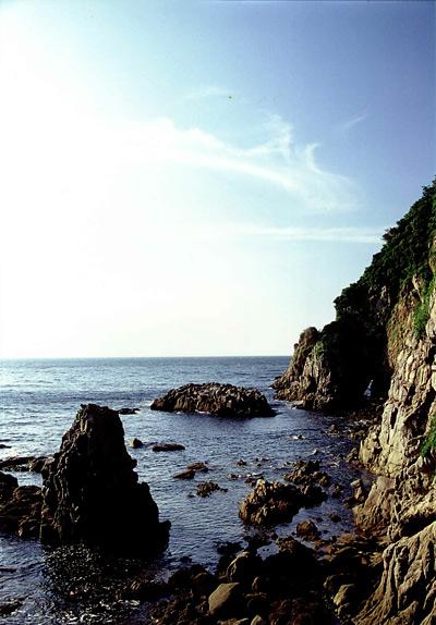 ごつごつとした岩が浮かぶ崖の写真