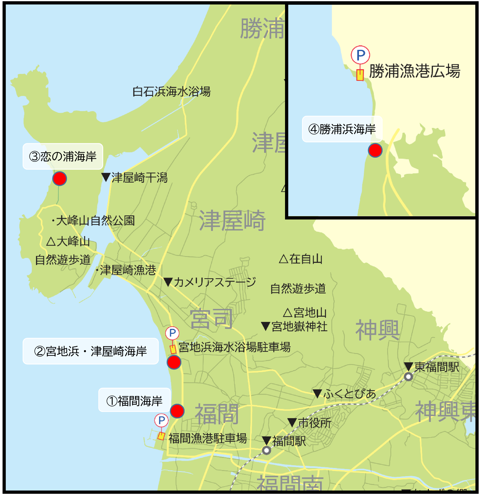 ラブアース・クリーンアップInふくつ清掃会場位置図