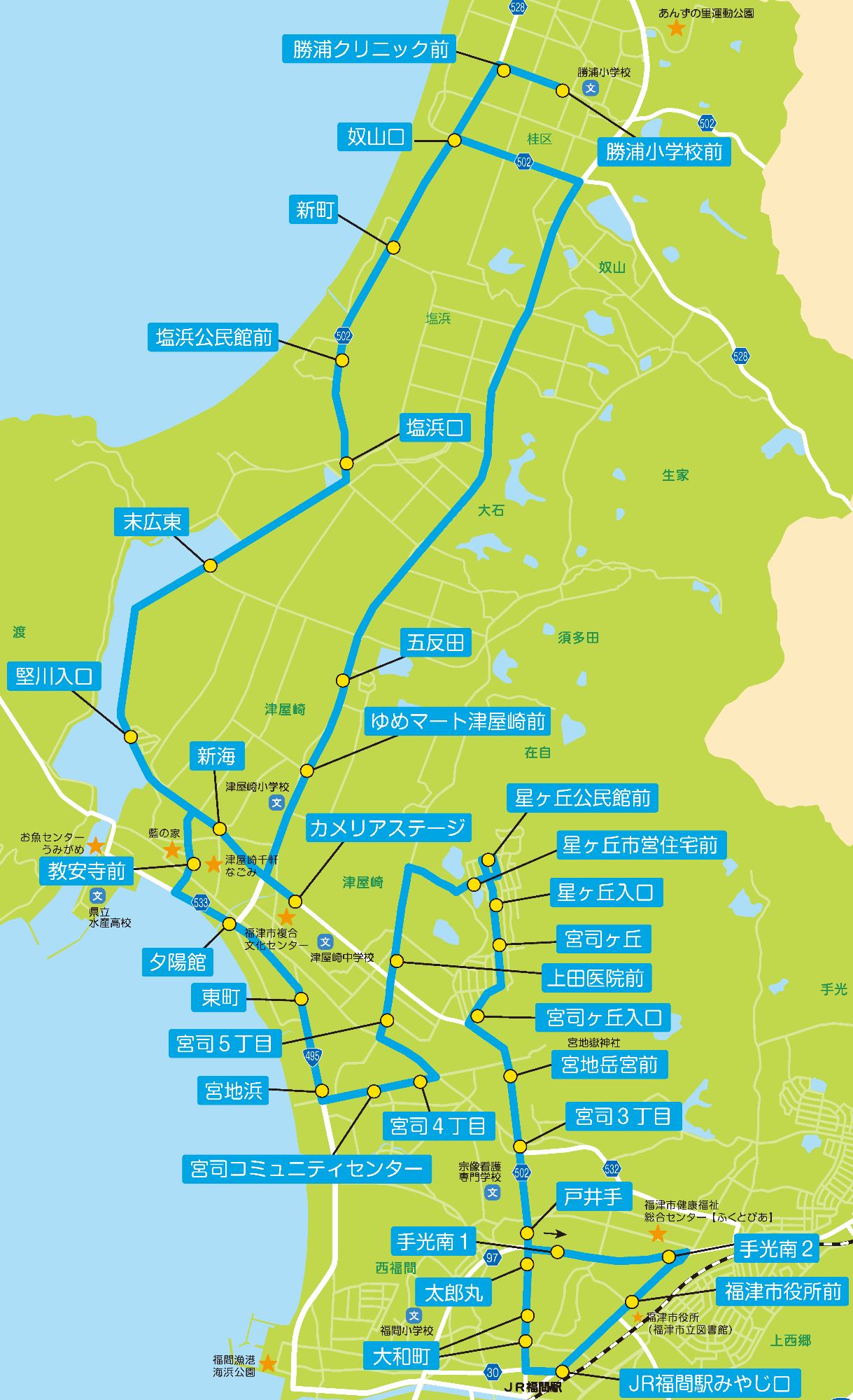 津屋崎線の路線図の画像